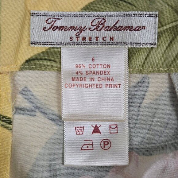 Tommy Bahama Size 6 Yellow Floral Print Skirt Side Vents Hidden Back Zipper - Picture 8 of 10